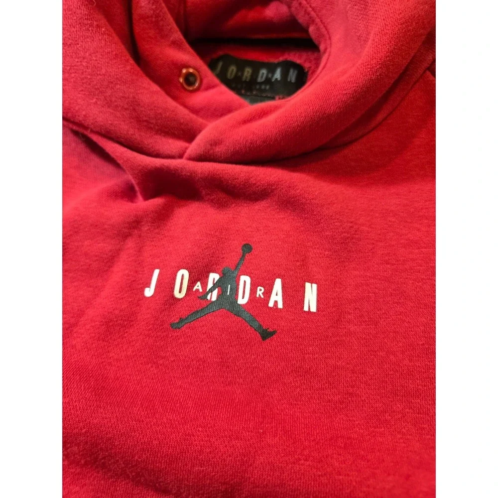 Nike Hoodie Mens Medium Air Jordan Jumpman Sleeve Spellout Red Sweatshirt Fleece